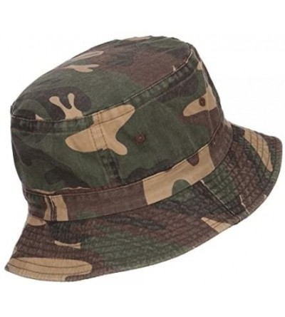 Bucket Hats Pigment Dyed Bucket Hat - Green Camo - C812JGA61TJ $15.97
