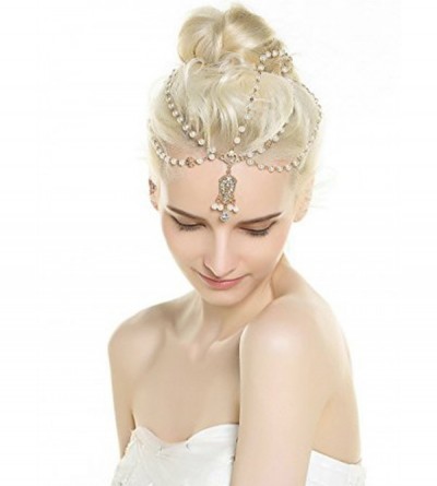 Headbands Women's Fashion Headband Head Chain for Rhinestone and Beaded Gold-tone - CP184GDAHK4 $7.79