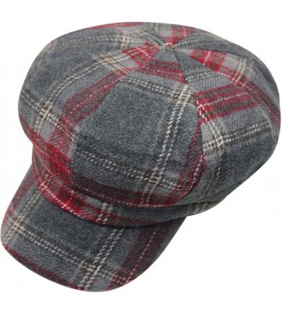 Berets Fashion Flat Caps Vintage Newsboy Hat Stripe Beret Peaked Cap - Red - CL12KP1YHQN $9.32