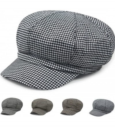Berets Fashion Flat Caps Vintage Newsboy Hat Stripe Beret Peaked Cap - Red - CL12KP1YHQN $9.32
