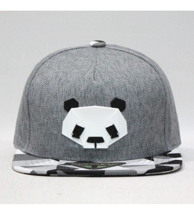 Baseball Caps Animal Embroidered/Sculpture Flat Brim Adjustable Snapback Cap (Dog- Cat- Bear-Panda- Penguin) - Panda Gray - C...