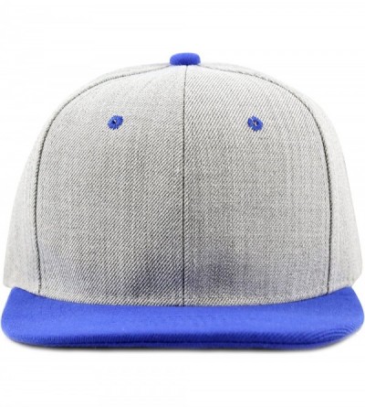 Baseball Caps 1300hg Plain Heather Grey Snapback Cap - Blue - CQ126FW6OEJ $9.60