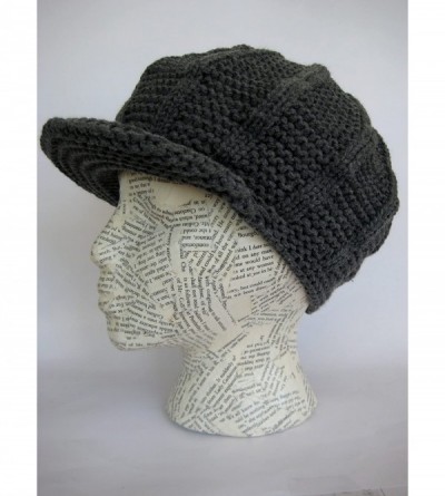 Skullies & Beanies Winter Hat for Women Visor Beanie Chunky Knit - Charcoal - C011DVG1Z47 $19.59