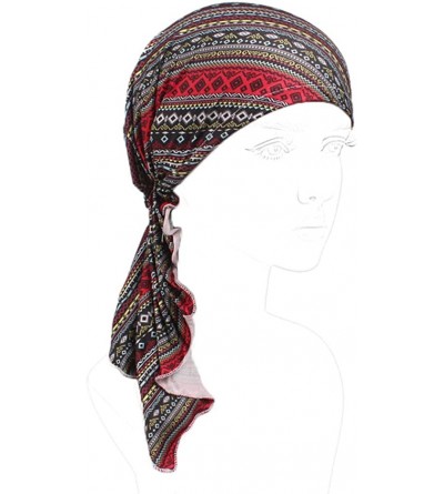 Skullies & Beanies Women's Chemo Hat Pre Tied Turban Head Scarves Headwear Beanie Coverings Summer - H - CX18XUU05QK $20.96
