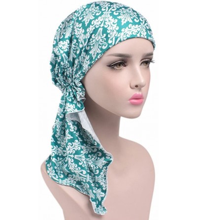Skullies & Beanies Women's Chemo Hat Pre Tied Turban Head Scarves Headwear Beanie Coverings Summer - H - CX18XUU05QK $9.73