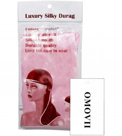 Headbands Unisex Deluxe Silky Durag Extra Long-Tail Headwraps Pirate Cap 360 Waves Du-RAG - Plain Pink-1pc - C218INMEGM3 $8.01