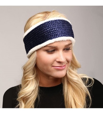 Cold Weather Headbands Me Plus Women Winter Soft Faux Fur Fleece Lining Cable Knitted Headwrap Headband Ear Warmer - Solid - ...