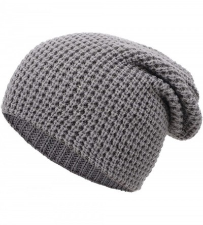 Skullies & Beanies Men's/Women's Slouchy Soft Knit Daily Beanie Solid Color Skull Hat Cap - Grey - CB188YX3737 $11.37