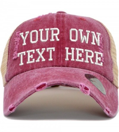 Baseball Caps Embossed Embroidered Distressed Baseball Adjustable - Red - CY18QZI894Q $27.32