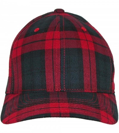 Baseball Caps Men's Cotton Tartan Plaid Stretch Fit Baseball Hat - Black_red - C911QLWYKBX $17.64