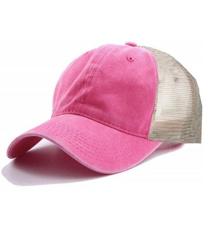 Baseball Caps Ponytail-Baseball-Hat Women Messy-Bun-Hat Cap - Washed Distressed - No Ponytail Pink - CW18GNTQKW8 $14.51