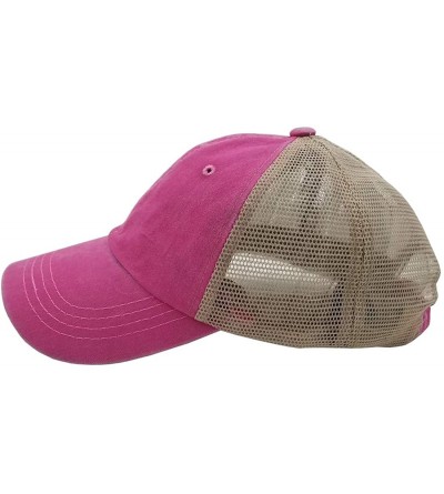 Baseball Caps Ponytail-Baseball-Hat Women Messy-Bun-Hat Cap - Washed Distressed - No Ponytail Pink - CW18GNTQKW8 $14.51