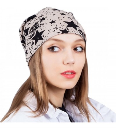Skullies & Beanies Women's Winter Cotton Beanie Cap Thin Hip-hop Star Hat - Beige - C5129KAQDUH $12.80