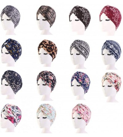 Skullies & Beanies Women's Cotton Turban Elastic Beanie Printing Sleep Bonnet Chemo Cap Hair Loss Hat - Black - C718RNZ73Z6 $...