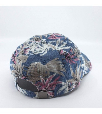 Baseball Caps Premium Floral Hawaiian Cotton Twill Adjustable Snapback Baseball Caps - Denim Navy Blue - CP180ISWNGT $19.74