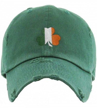 Baseball Caps Irish Shamrock Vintage Baseball Cap Embroidered Cotton Adjustable Distressed Dad Hat - Hunter Green - CV1924URZ...