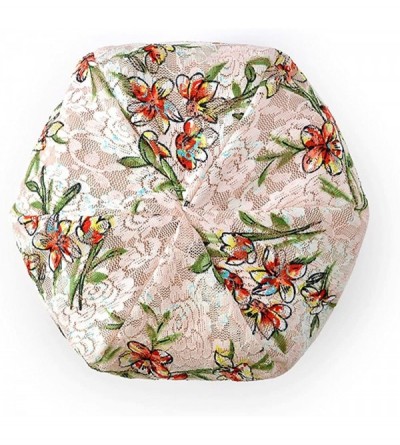 Skullies & Beanies Floral Lace Beanie Hat Chemo Cap Stretch Slouchy Turban Headwear - Flowers Beige - CM18CEHE6ZR $11.92