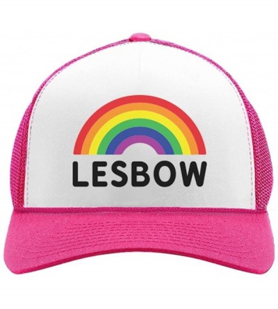 Baseball Caps Lesbow Rainbow Flag Hat Gay Lesbian Equality Pride Trucker Hat Mesh Cap - Wow Pink/White - CK18DMLK46R $26.11