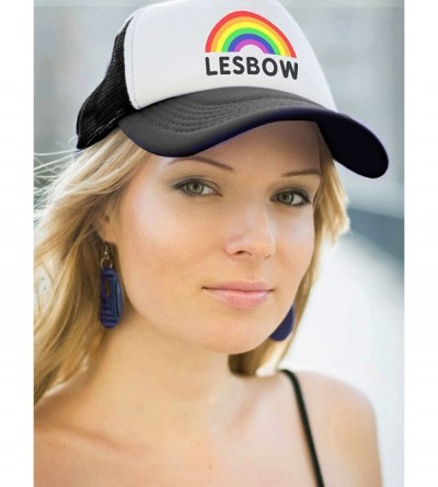 Baseball Caps Lesbow Rainbow Flag Hat Gay Lesbian Equality Pride Trucker Hat Mesh Cap - Wow Pink/White - CK18DMLK46R $29.05