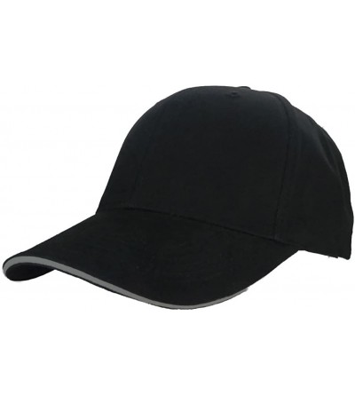 Baseball Caps Structured Washed Cotton Baseball Caps- Adjustable Slider- Sandwich Bill - Black - CK12GKB1M4R $24.94