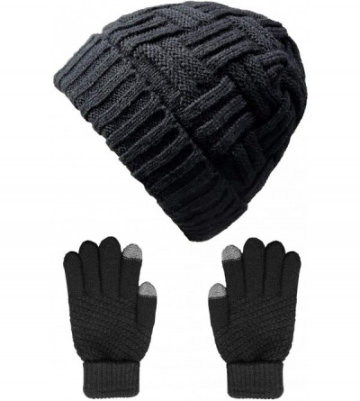 Skullies & Beanies 2 Pack Winter Gloves Fleece Slouchy - Beanie Hat+gloves - CD18Y9HA8YM $10.36