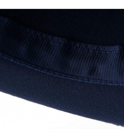 Cowboy Hats Unisex Retro Felt Western Cowboy Hat Wide Brim Crushable Outback Hat with Leather Band - Navy - CT18NYHSZGH $10.61