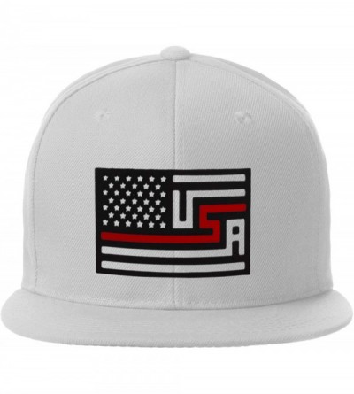 Baseball Caps USA Redesign Flag Thin Blue Red Line Support American Servicemen Snapback Hat - Thin Red Line - White Cap - CT1...
