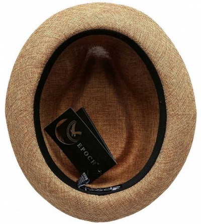 Fedoras Mens Summer Fedora Cuban Style Short Brim Hat - F2261lt Brown - CN18Q90G0AR $27.63