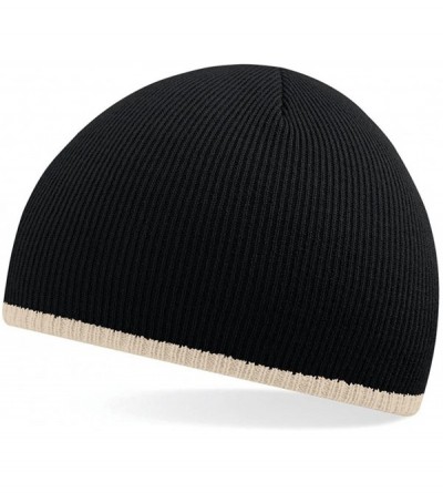 Skullies & Beanies Two-Tone Acrylic Knitted Beanie- Black/Stone- One size - CX114BS16V1 $19.01