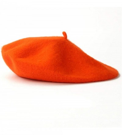 Skullies & Beanies Spring Beret Hat Flat Cap Women Wool Berets Hat Caps Casquette Female Warm Winter Cap - Orange - CU18A2Y6I...