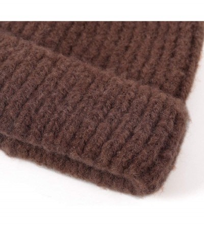 Skullies & Beanies Unisex Thick Warm Beanie - Knit Winter Hat - Brown - CY18UQ3RU5K $10.79