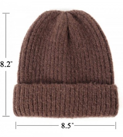 Skullies & Beanies Unisex Thick Warm Beanie - Knit Winter Hat - Brown - CY18UQ3RU5K $10.79