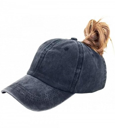 Baseball Caps NeuFashion Ponycap Messy High Bun Ponytail Adjustable Mesh Trucker Baseball Cap Hat for Women - Washed-black - ...