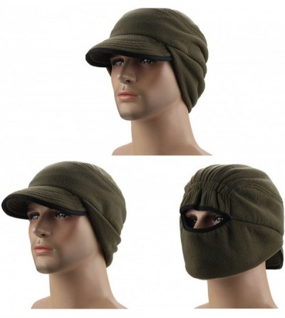 Skullies & Beanies Mens Winter Fleece Earflap Cap with Visor - Army Green - C0186UEDTA4 $9.09