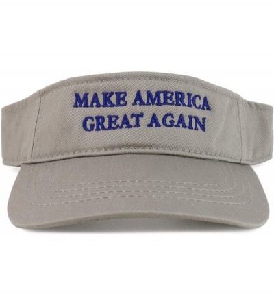 Visors Donald Trump Visor- Make America Great Again - Quality Embroidered 100% Cotton Visor Cap - Grey - CL12HUHVOWF $16.29