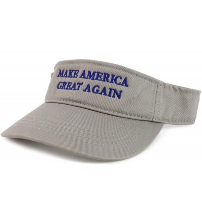 Visors Donald Trump Visor- Make America Great Again - Quality Embroidered 100% Cotton Visor Cap - Grey - CL12HUHVOWF $16.29