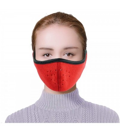 Balaclavas Winter Face Mask Men Women Fleece Windproof Half Face Mask for Outdoor Sport - Red - CM18KHXK00O $10.98