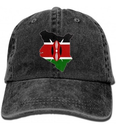 Baseball Caps Unisex Baseball Cap Denim Hat Kenya Flag Map Adjustable Snapback Solid Hat - Black - CV18I489EHD $19.43