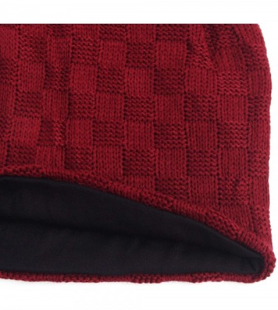 Skullies & Beanies Unisex Beanie Hat Slouchy Knit Cap Skullcap Square Rectangular 1030 - Claret - C4128ZP59QX $7.32