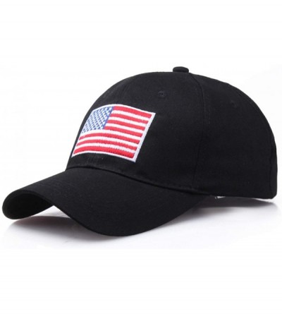 Baseball Caps American Flag Embroidered 100% Cotton Adjustable Baseball Cap USA Hat - Usa Hat Red Flag - CH18YMEGKH4 $7.91