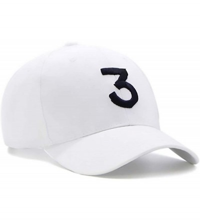 Baseball Caps Embroider Hats Number 3 Cool Baseball Caps- Adjustable Sunbonnet Cotton - White - CG1992MOUZG $10.16