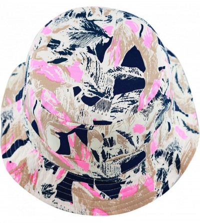 Bucket Hats Floral Print Hawaiian Flower Summer Beach Bucket Hat - Pink - C618DSR39NQ $11.80