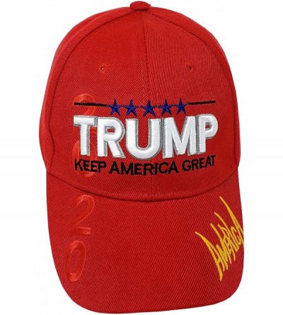 Baseball Caps Donald Trump 2020 Keep America Great Baseball Hat 3D Signature Cap - Red 800r - CB18ZO49GQO $8.06