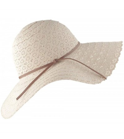 Sun Hats Beach Sun Hats for Women Cotton Foldable Wide Brim Sun Hat UPF Travel Floppy Hat - Beige - C418RZEOZOZ $21.14