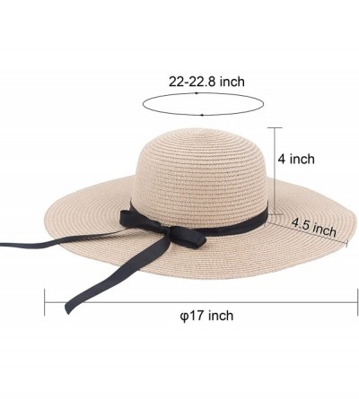 Sun Hats Women Wide Brim Straw Sun Hat Floppy Foldable Roll up Cap Beach Summer Hats UPF 50+ - Pink - CP1944R6QSC $15.96