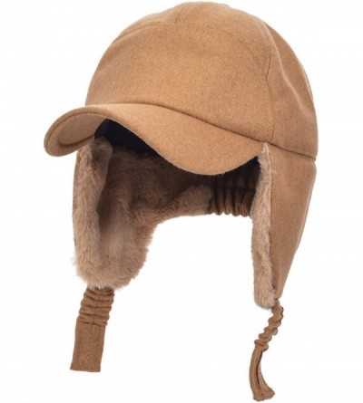 Bomber Hats Faux Fur Earflap Winter Hat for Men Women Russian Trapper Soviet Ushanka Bomber Hat - Khaki - CB18ZS27MZ7 $97.84