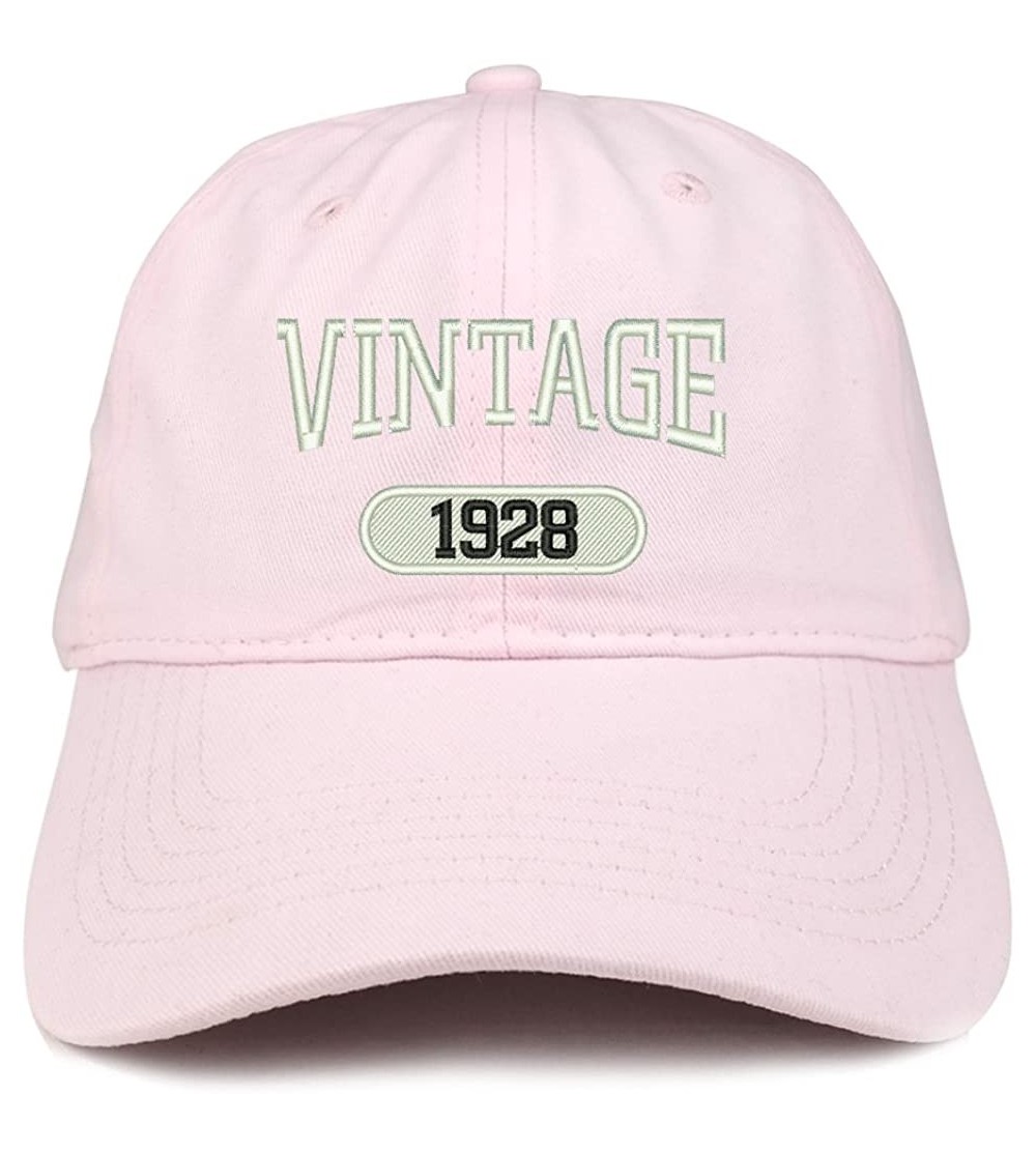 Baseball Caps Vintage 1928 Embroidered 92nd Birthday Relaxed Fitting Cotton Cap - Light Pink - C6180ZIZU70 $13.04