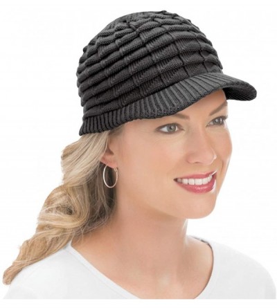 Skullies & Beanies Winter Hat with Brim - Black - C3186LIN2AN $23.42