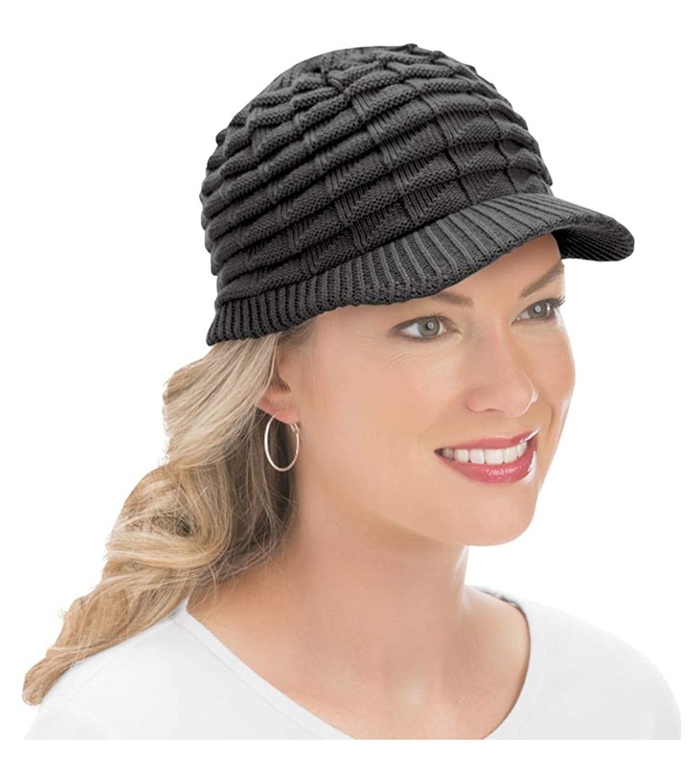 Skullies & Beanies Winter Hat with Brim - Black - C3186LIN2AN $9.88