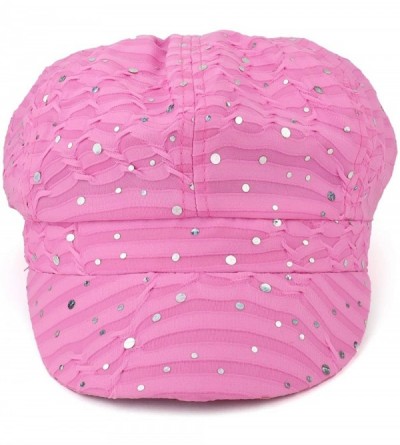 Newsboy Caps Elastic Band Sparkle Sequin Glitter Newsboy Cap - Pink - CD18IS3327H $21.34
